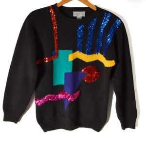 LAUREN COLE 80s Geometric Sweater